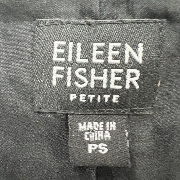 Eileen Fisher Jacket Small Petite Black Silk Texture Magnetic Button Minimalist - Picture 10 of 12